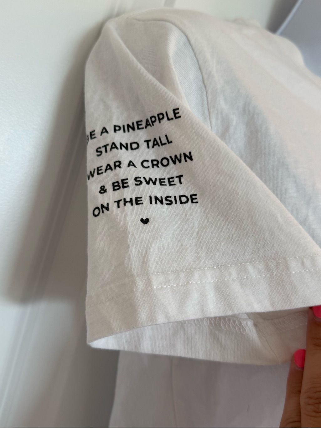 Love Fitness White Crop Top Tee With Pineapple Graphic Logo — image 4 of 5
